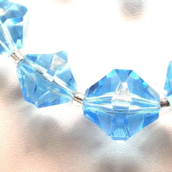 Vintage West Germany Vintage Lucite Beaded Necklace, Lt Blue, 17 Inches - Picture 2 of 10